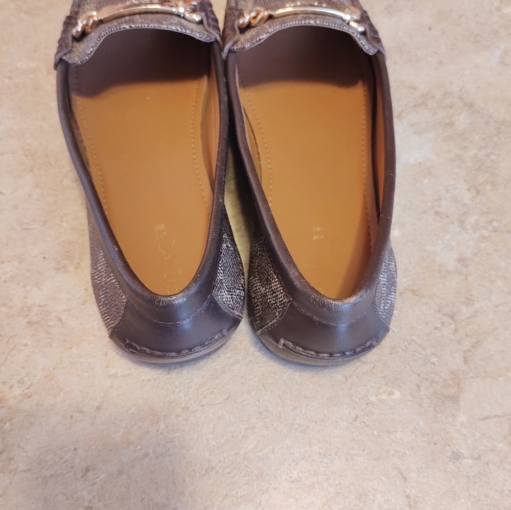 Coach 'Olive' brown signature print leather slip on loafers - Picture 9 of 14